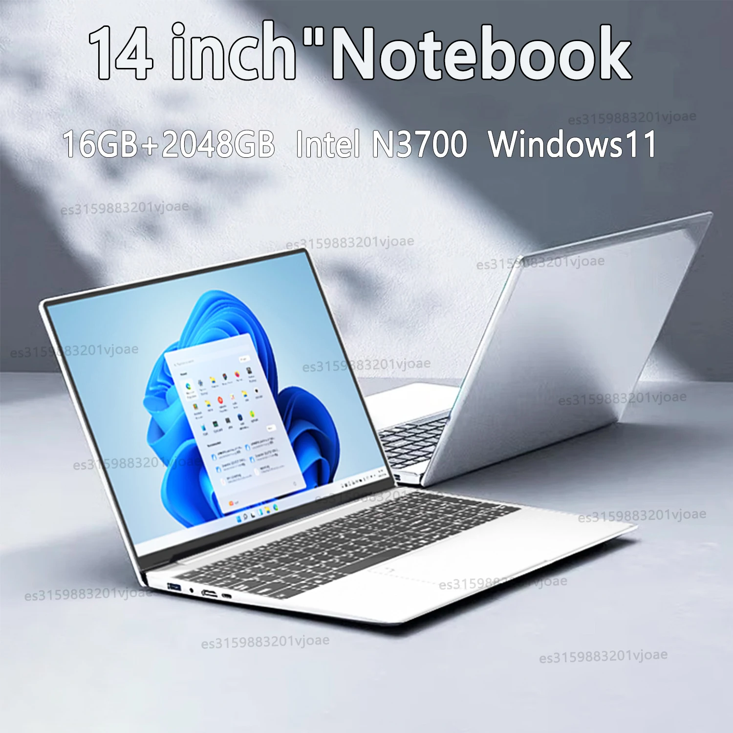 14.1"Ultra Slim Laptop Intel N3700 16GB RAM 2TB SSD Notebook Gamer 1920*1080 Display Office Study Computer PC Windows 11 Pro