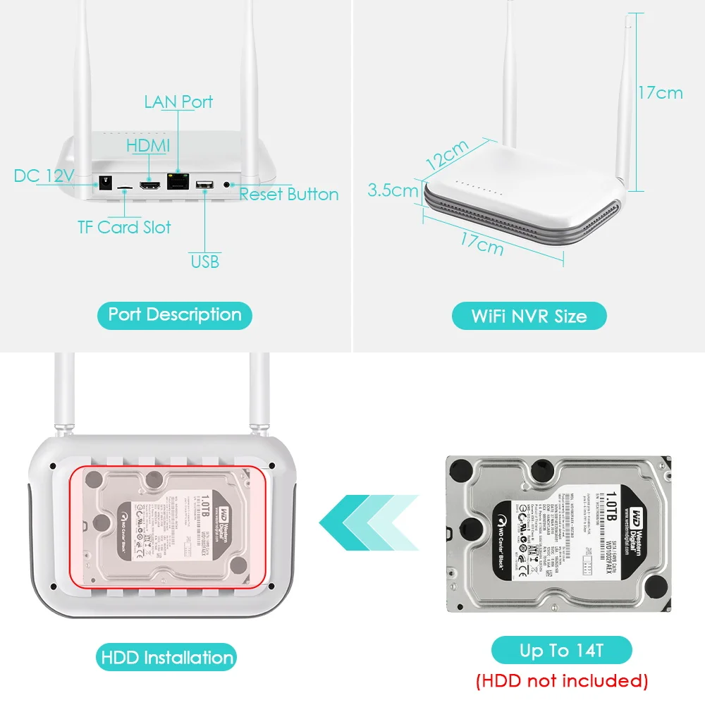 WiFi NVR 8CH 3MP/4CH 5MP H.265 Onvif Network Video Recorder for Wireless Security System Support Face Detection 2.5'' HDD XMEYE - Image 2