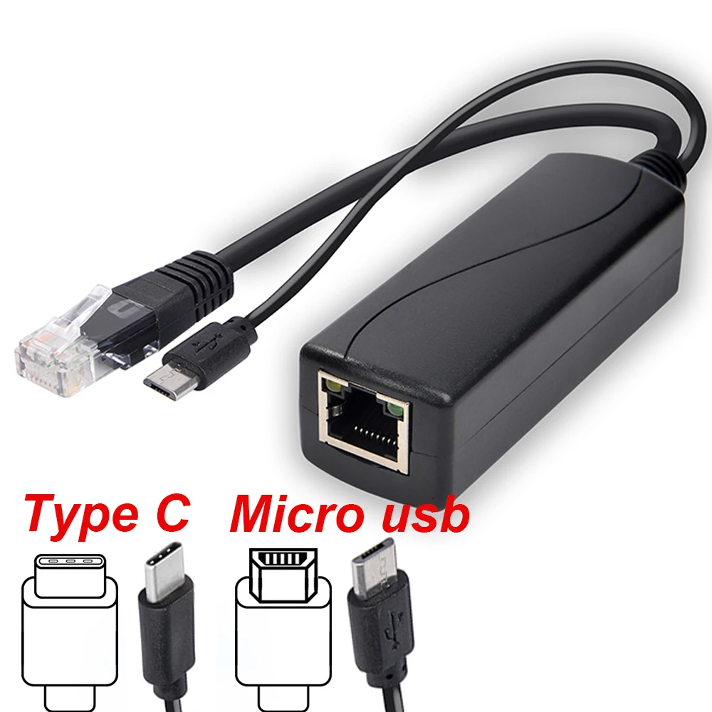 HKBTM POE Splitter 48V To 5V 12V Micro USB tpye-C BarrelJack Power Supply for Huawei for Hikvision for Bobcat for Raspberry Pi - Image 2