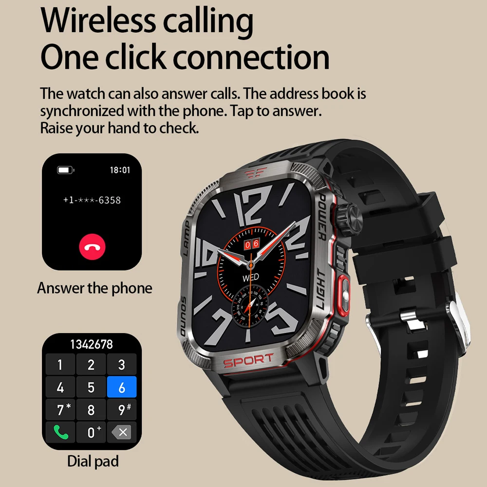 New For Huawei Xiaomi Military GPS Smart Watch Men Flashlight Compass Waterproof Outdoor Sport Tracker Bluetooth Call Smartwatch - Image 6