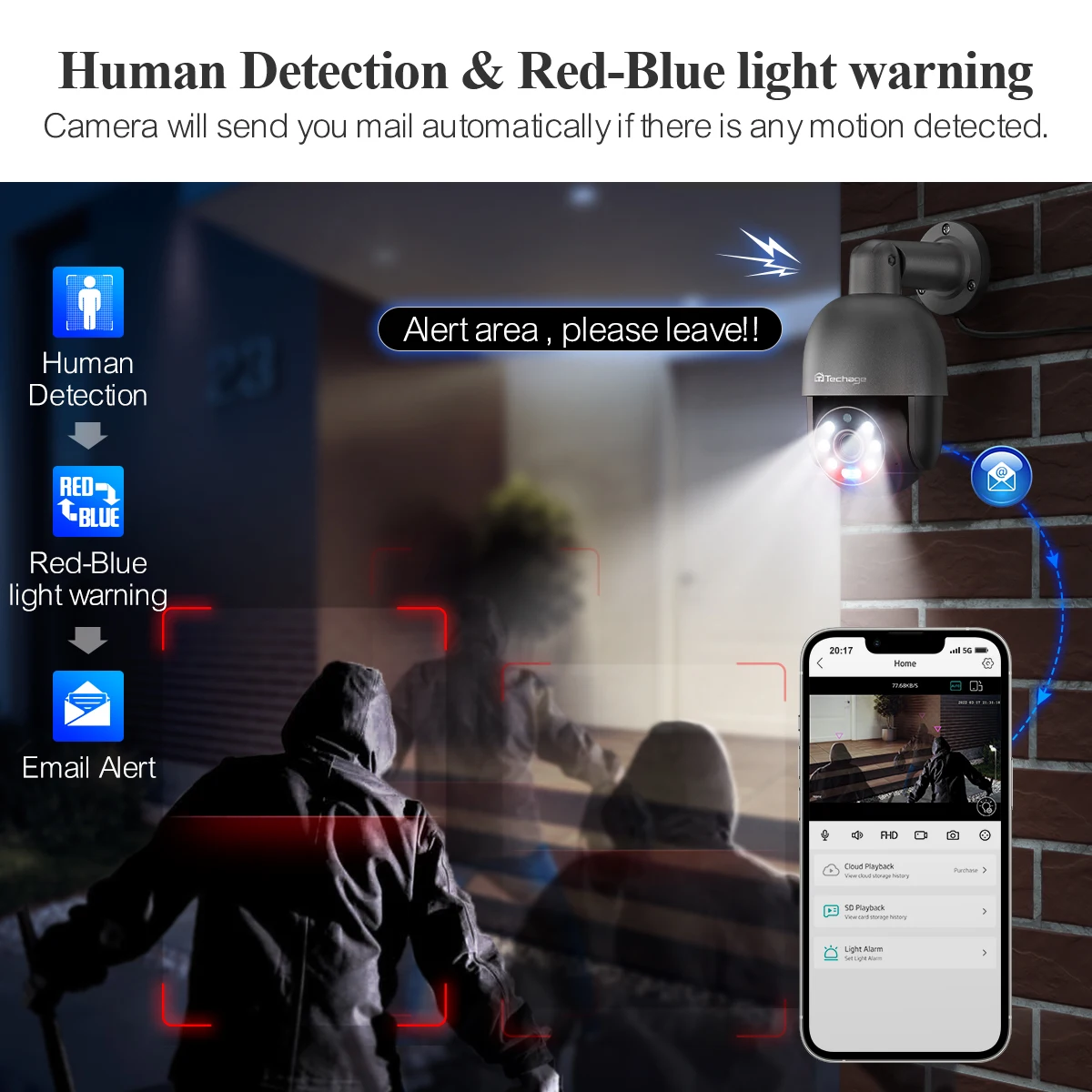 Techage 5MP 8MP 4K PTZ Security POE IP Camera CCTV Surveillance 4K Video Camera Outdoor Ai Human Detection Two Way Audio ONVIF - Image 3