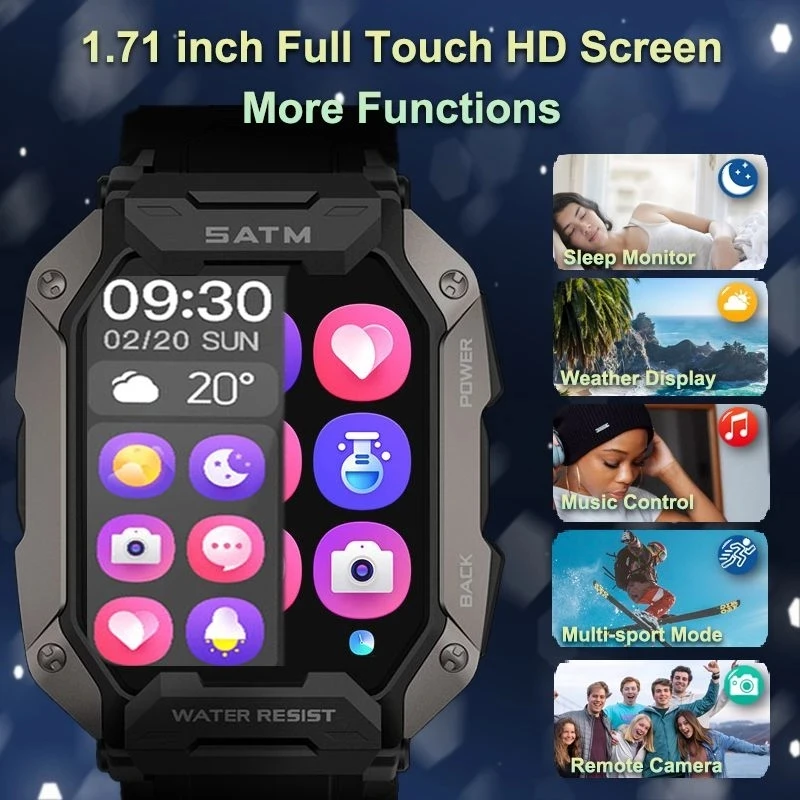 GPS Military Smart Watch Men Bluetooth Full Touch Screen 5ATM Waterproof Watches Sports Fitness Smartwatch For Android IOS Watch - Image 3