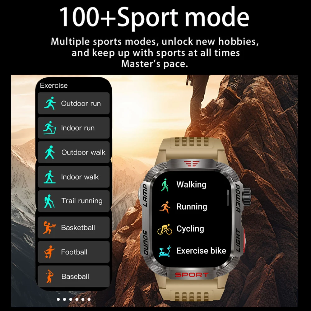 New For Huawei Xiaomi Military GPS Smart Watch Men Flashlight Compass Waterproof Outdoor Sport Tracker Bluetooth Call Smartwatch - Image 3