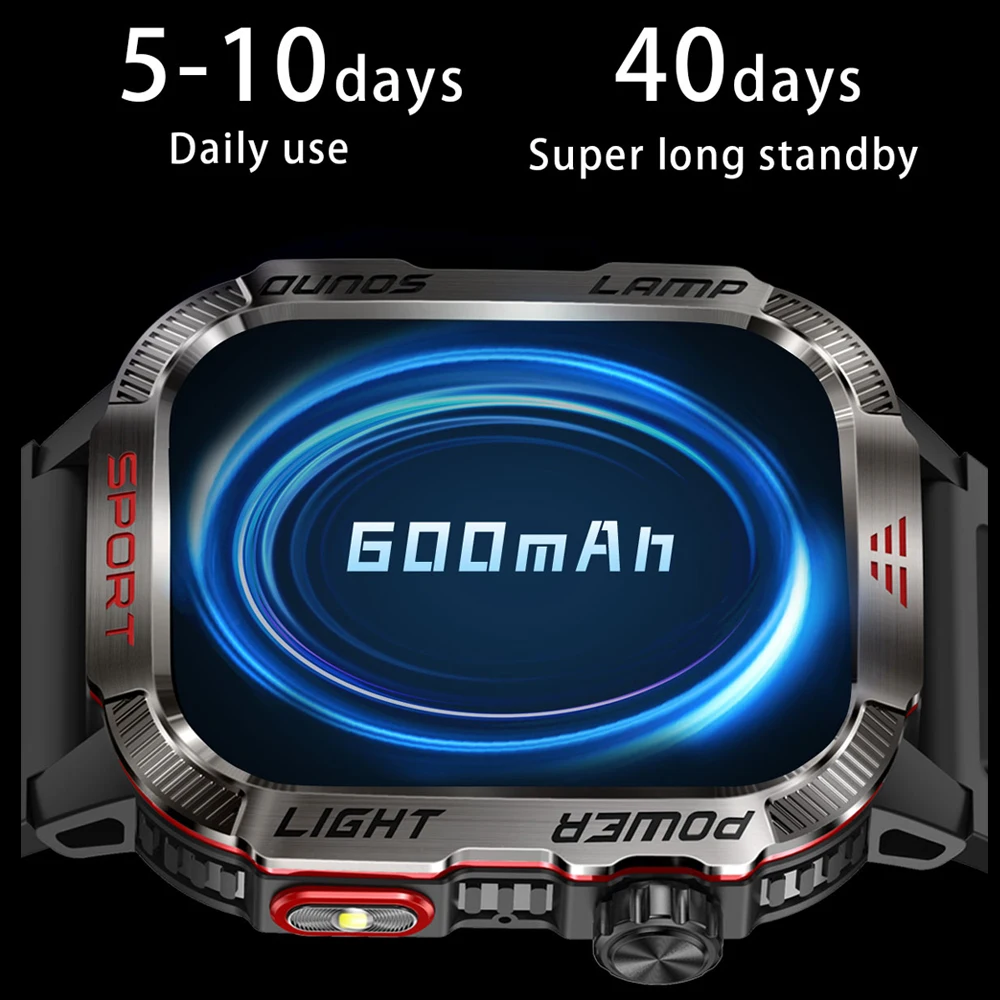 New For Huawei Xiaomi Military GPS Smart Watch Men Flashlight Compass Waterproof Outdoor Sport Tracker Bluetooth Call Smartwatch - Image 5