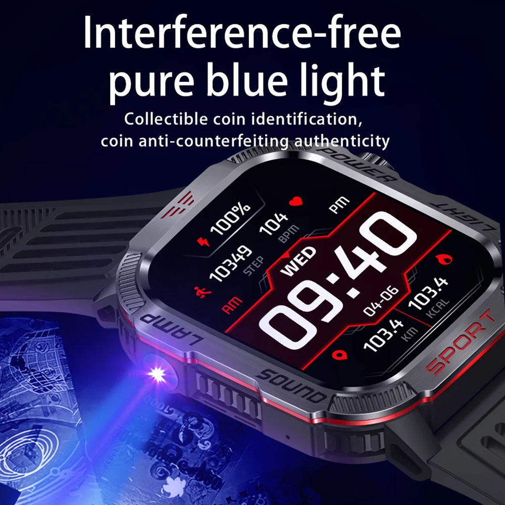 New For Huawei Xiaomi Military GPS Smart Watch Men Flashlight Compass Waterproof Outdoor Sport Tracker Bluetooth Call Smartwatch - Image 4