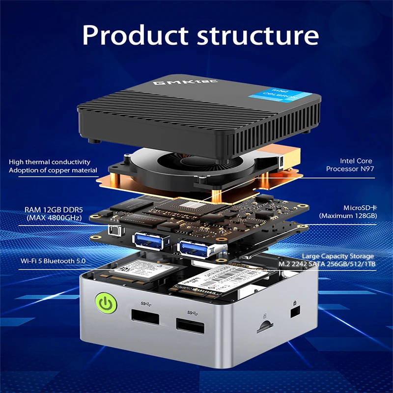 GMKtec Mini PC GMK G5 NUCBOX Intel N97 system Window 11Pro DDR5 4800MHz WIFI 5 BT 5.0 GMKtec Mini Pc - Image 5