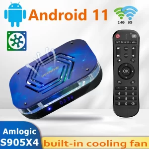 HEYNOW Android 11 TV BOX Amlogic S905X4 4K/8K 2.4G/5G WiFi Smart TV BOX 4GB 32GB Media Player Built-in Cooling Fan Set Top Box