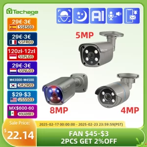 Techage H.265 4K 5MP 8MP POE IP camera two way audio human detection metal outdoor camera for cctv system