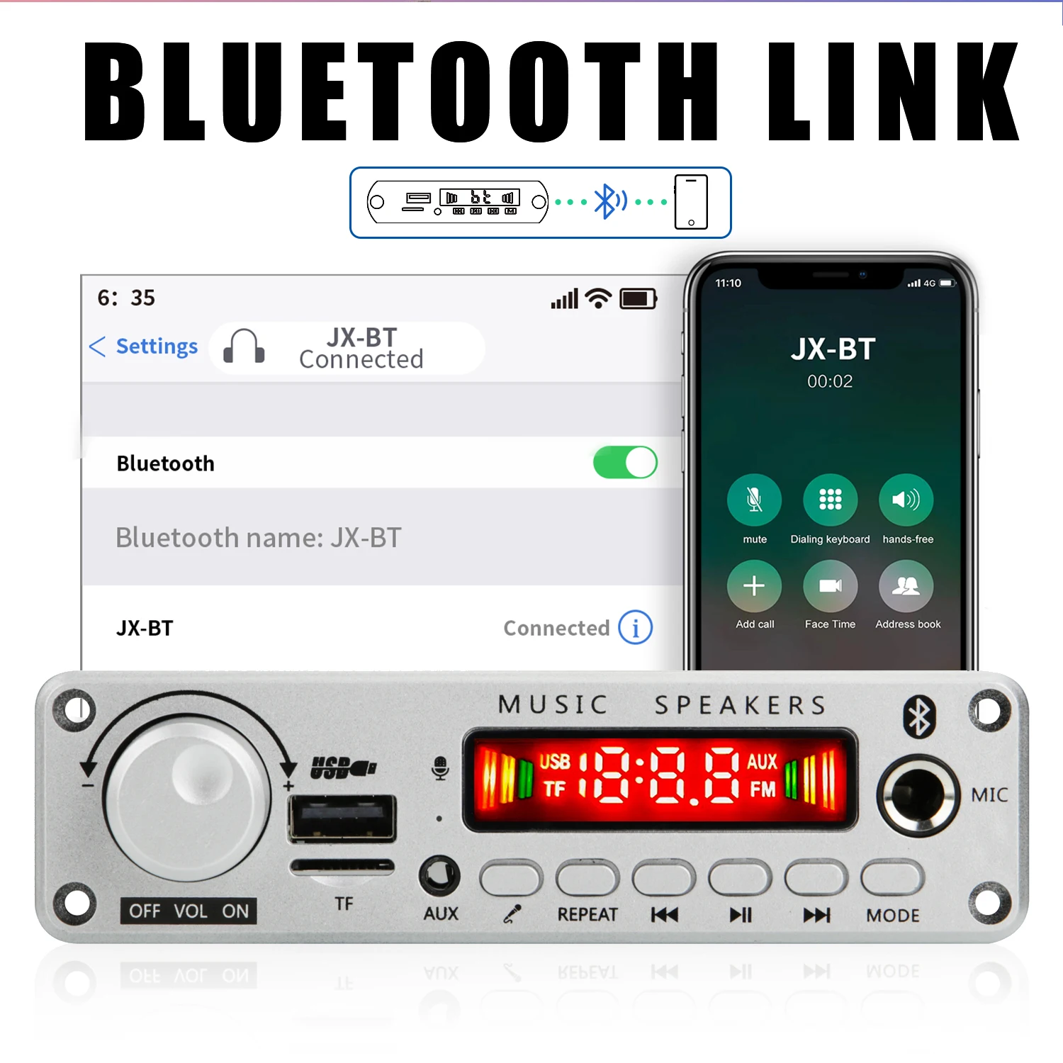 NEW 200W Amplifier Bluetooth DIY MP3 WAV Decoder Board DC 12V 100W Wireless Car USB MP3 Player TF Card Slot USB FM with Mic - Image 4