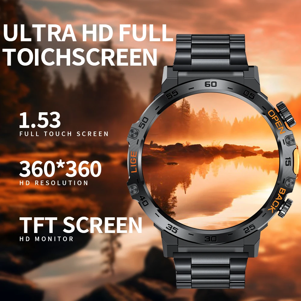 LIGE 2024 Smart Watch Men 360*360 AMOLED HD Screen Waterproof Sport Fitness Watches Flashlight New Men Smartwatch For Andrio IOS - Image 2
